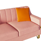 Canapé de luxe en velours rose avec accents dorés - Canapé moderne 3 places avec coussins moelleux