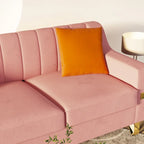Canapé de luxe en velours rose avec accents dorés - Canapé moderne 3 places avec coussins moelleux