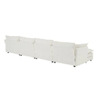 Canapé sectionnel modulable en L 5 places avec pouf, revêtement en chenille