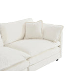 Canapé sectionnel modulable en L 5 places avec pouf, revêtement en chenille