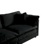 Canapé sectionnel modulable en L 5 places avec pouf, revêtement en chenille