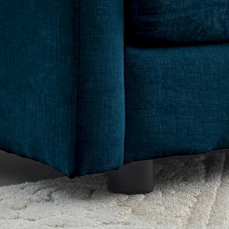 Canapé sectionnel modulable en L 5 places avec pouf, revêtement en chenille