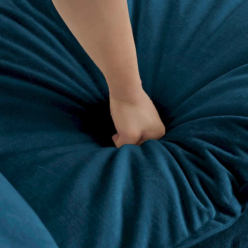 Canapé sectionnel modulable en L 5 places avec pouf, revêtement en chenille