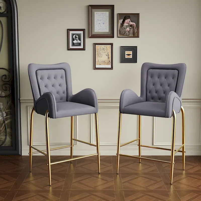 Christopher Knight Home - Tabouret de comptoir moderne en velours rembourré Jasars avec structure en métal