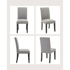 Lot de 4 chaises de salle à manger modernes en tissu, chaises de cuisine rembourrées avec dossier incurvé et pieds en bois