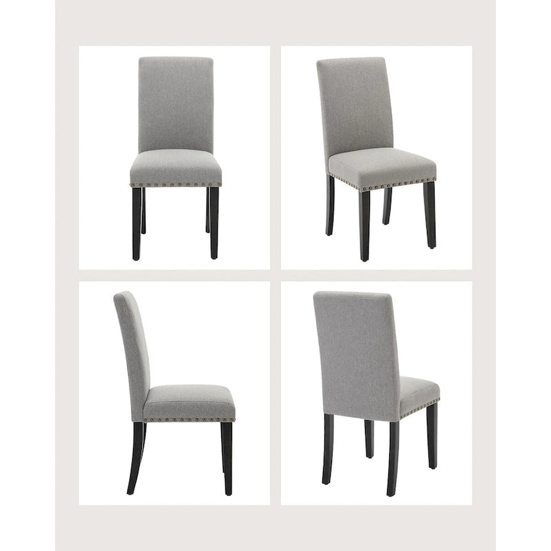 Lot de 4 chaises de salle à manger modernes en tissu, chaises de cuisine rembourrées avec dossier incurvé et pieds en bois