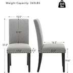 Lot de 4 chaises de salle à manger modernes en tissu, chaises de cuisine rembourrées avec dossier incurvé et pieds en bois