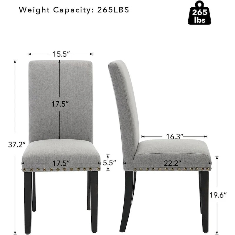 Lot de 4 chaises de salle à manger modernes en tissu, chaises de cuisine rembourrées avec dossier incurvé et pieds en bois