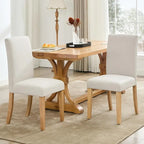 Lot de 4 chaises de salle à manger modernes en tissu, chaises de cuisine rembourrées avec dossier incurvé et pieds en bois