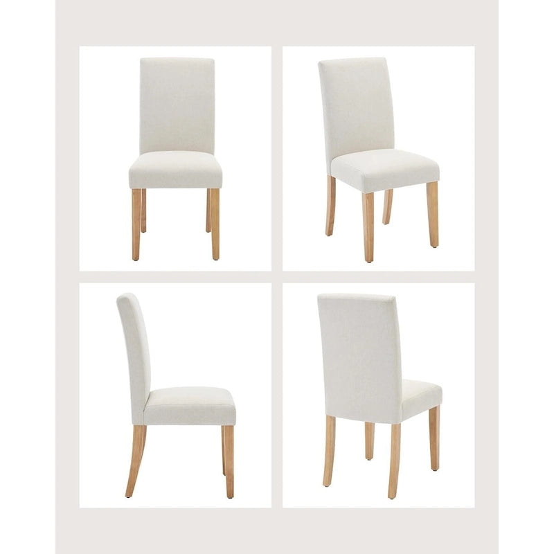 Lot de 4 chaises de salle à manger modernes en tissu, chaises de cuisine rembourrées avec dossier incurvé et pieds en bois