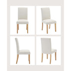 Lot de 4 chaises de salle à manger modernes en tissu, chaises de cuisine rembourrées avec dossier incurvé et pieds en bois