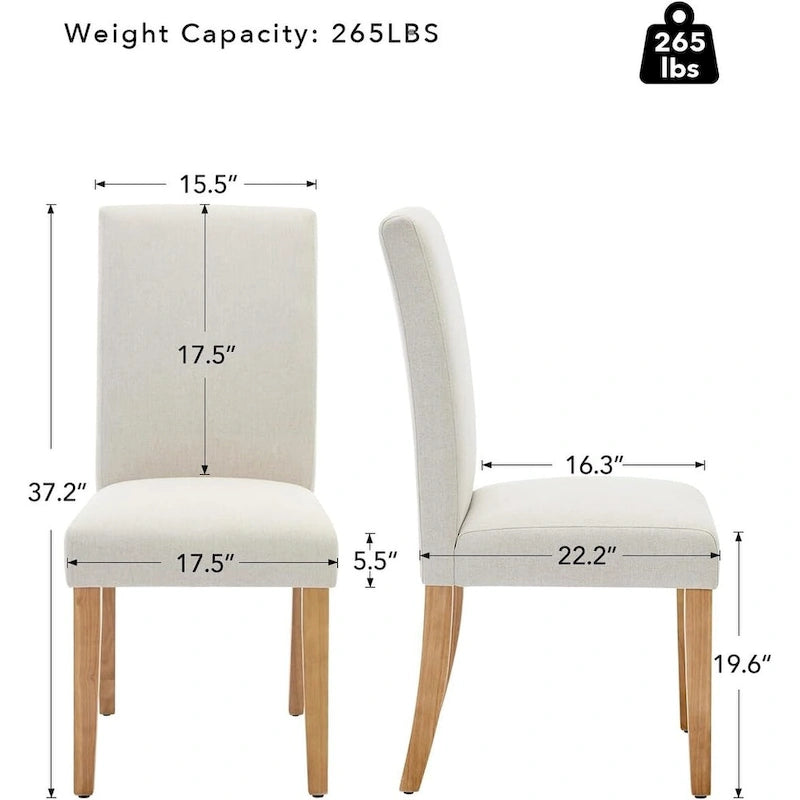 Lot de 4 chaises de salle à manger modernes en tissu, chaises de cuisine rembourrées avec dossier incurvé et pieds en bois