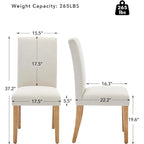 Lot de 4 chaises de salle à manger modernes en tissu, chaises de cuisine rembourrées avec dossier incurvé et pieds en bois