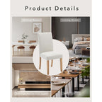 Lot de 4 chaises de salle à manger modernes en tissu, chaises de cuisine rembourrées avec dossier incurvé et pieds en bois