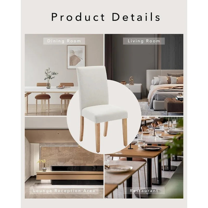 Lot de 4 chaises de salle à manger modernes en tissu, chaises de cuisine rembourrées avec dossier incurvé et pieds en bois