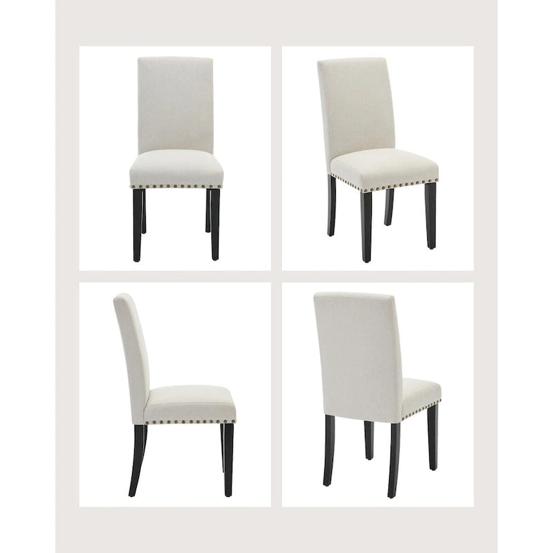 Lot de 4 chaises de salle à manger modernes en tissu, chaises de cuisine rembourrées avec dossier incurvé et pieds en bois