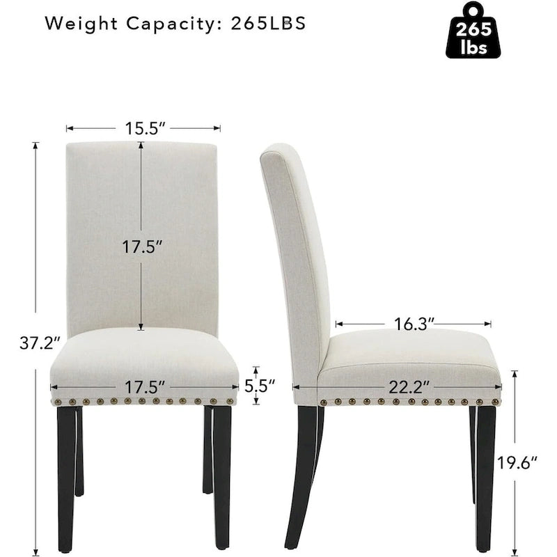 Lot de 4 chaises de salle à manger modernes en tissu, chaises de cuisine rembourrées avec dossier incurvé et pieds en bois