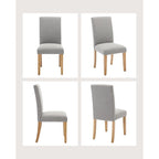 Lot de 4 chaises de salle à manger modernes en tissu, chaises de cuisine rembourrées avec dossier incurvé et pieds en bois