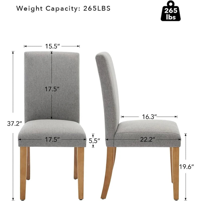 Lot de 4 chaises de salle à manger modernes en tissu, chaises de cuisine rembourrées avec dossier incurvé et pieds en bois