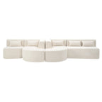 Canapé modulaire rembourré avec 2 méridiennes incurvées et 5 coussins de dossier, canapé modulable pour salon