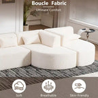 Canapé modulaire rembourré avec 2 méridiennes incurvées et 5 coussins de dossier, canapé modulable pour salon