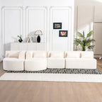 Canapé modulaire rembourré avec 2 méridiennes incurvées et 5 coussins de dossier, canapé modulable pour salon