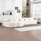 Canapé modulaire rembourré avec 2 méridiennes incurvées et 5 coussins de dossier, canapé modulable pour salon