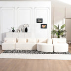 Canapé modulaire rembourré avec 2 méridiennes incurvées et 5 coussins de dossier, canapé modulable pour salon