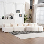 Canapé modulaire rembourré avec 2 méridiennes incurvées et 5 coussins de dossier, canapé modulable pour salon