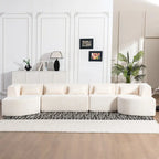 Canapé modulaire rembourré avec 2 méridiennes incurvées et 5 coussins de dossier, canapé modulable pour salon