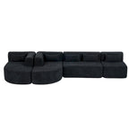 Canapé modulaire rembourré avec 2 méridiennes incurvées et 5 coussins de dossier, canapé modulable pour salon