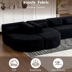 Canapé modulaire rembourré avec 2 méridiennes incurvées et 5 coussins de dossier, canapé modulable pour salon