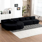 Canapé modulaire rembourré avec 2 méridiennes incurvées et 5 coussins de dossier, canapé modulable pour salon