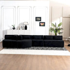 Canapé modulaire rembourré avec 2 méridiennes incurvées et 5 coussins de dossier, canapé modulable pour salon