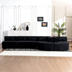 Canapé modulaire rembourré avec 2 méridiennes incurvées et 5 coussins de dossier, canapé modulable pour salon