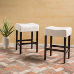 Lot de 2 tabourets de bar modernes 26,75" avec siège en cuir, design sans dossier, pieds en bois massif pour bar, salle à manger, salon