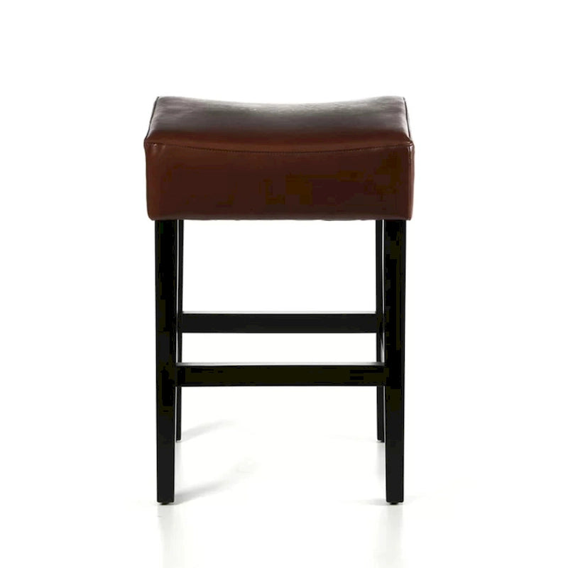 Lot de 2 tabourets de bar modernes 26,75" avec siège en cuir, design sans dossier, pieds en bois massif pour bar, salle à manger, salon