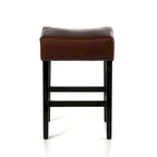 Lot de 2 tabourets de bar modernes 26,75" avec siège en cuir, design sans dossier, pieds en bois massif pour bar, salle à manger, salon