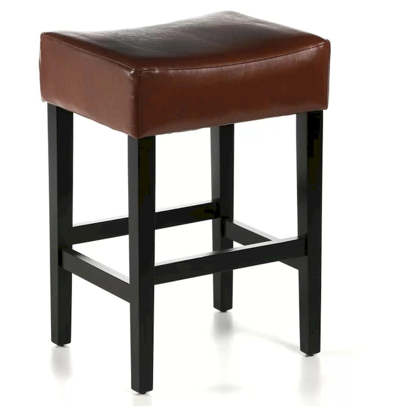 Lot de 2 tabourets de bar modernes 26,75" avec siège en cuir, design sans dossier, pieds en bois massif pour bar, salle à manger, salon