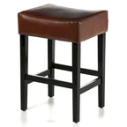 Lot de 2 tabourets de bar modernes 26,75" avec siège en cuir, design sans dossier, pieds en bois massif pour bar, salle à manger, salon