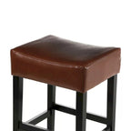 Lot de 2 tabourets de bar modernes 26,75" avec siège en cuir, design sans dossier, pieds en bois massif pour bar, salle à manger, salon