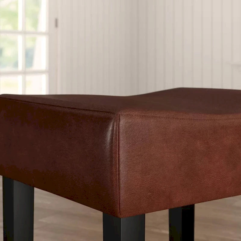 Lot de 2 tabourets de bar modernes 26,75" avec siège en cuir, design sans dossier, pieds en bois massif pour bar, salle à manger, salon