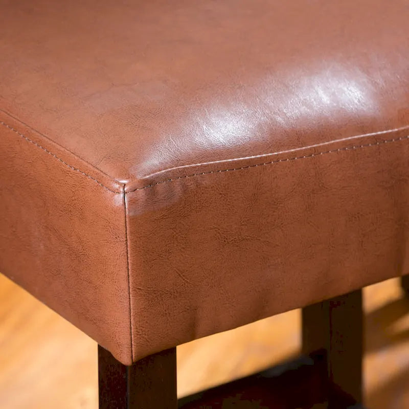 Lot de 2 tabourets de bar modernes 26,75" avec siège en cuir, design sans dossier, pieds en bois massif pour bar, salle à manger, salon