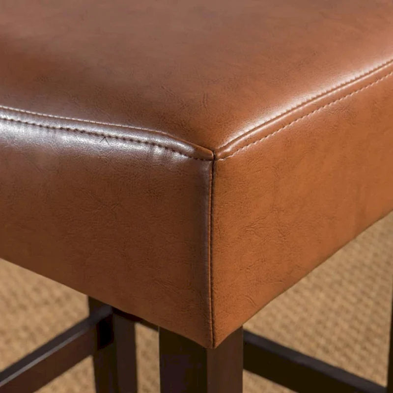 Lot de 2 tabourets de bar modernes 26,75" avec siège en cuir, design sans dossier, pieds en bois massif pour bar, salle à manger, salon