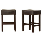 Lot de 2 tabourets de bar modernes 26,75" avec siège en cuir, design sans dossier, pieds en bois massif pour bar, salle à manger, salon