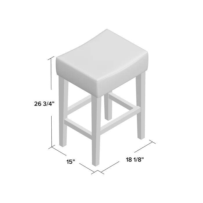 Lot de 2 tabourets de bar modernes 26,75" avec siège en cuir, design sans dossier, pieds en bois massif pour bar, salle à manger, salon