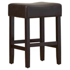 Lot de 2 tabourets de bar modernes 26,75" avec siège en cuir, design sans dossier, pieds en bois massif pour bar, salle à manger, salon