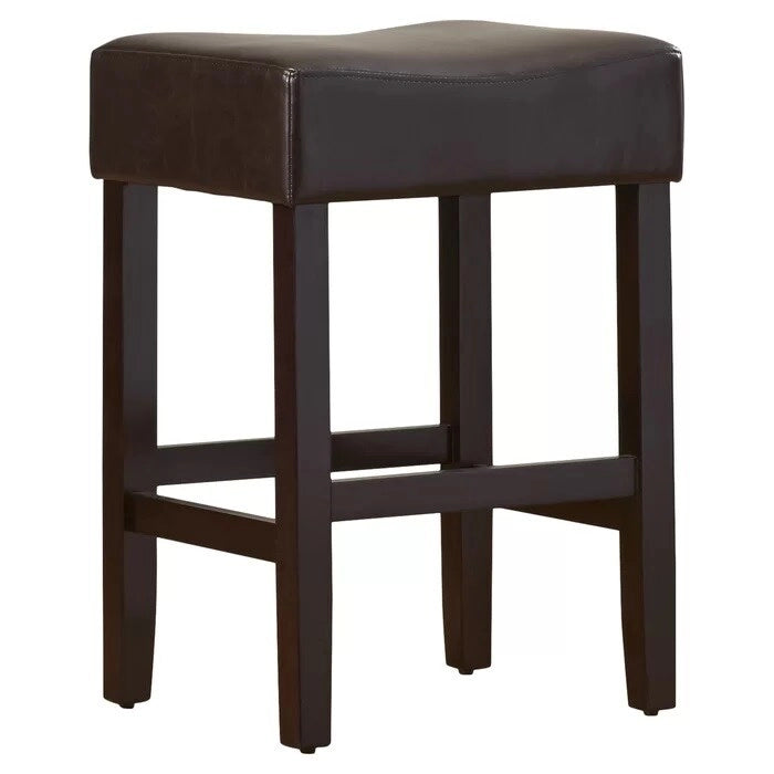 Lot de 2 tabourets de bar modernes 26,75" avec siège en cuir, design sans dossier, pieds en bois massif pour bar, salle à manger, salon