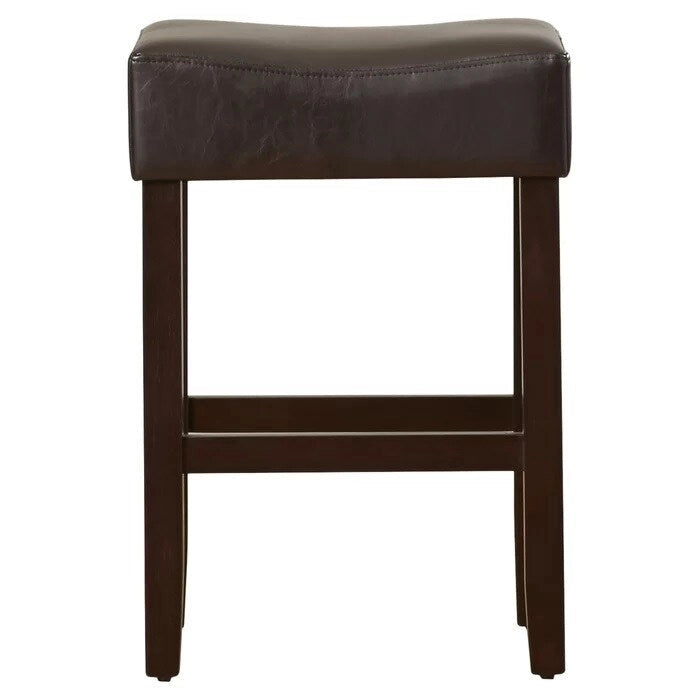 Lot de 2 tabourets de bar modernes 26,75" avec siège en cuir, design sans dossier, pieds en bois massif pour bar, salle à manger, salon