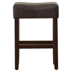 Lot de 2 tabourets de bar modernes 26,75" avec siège en cuir, design sans dossier, pieds en bois massif pour bar, salle à manger, salon